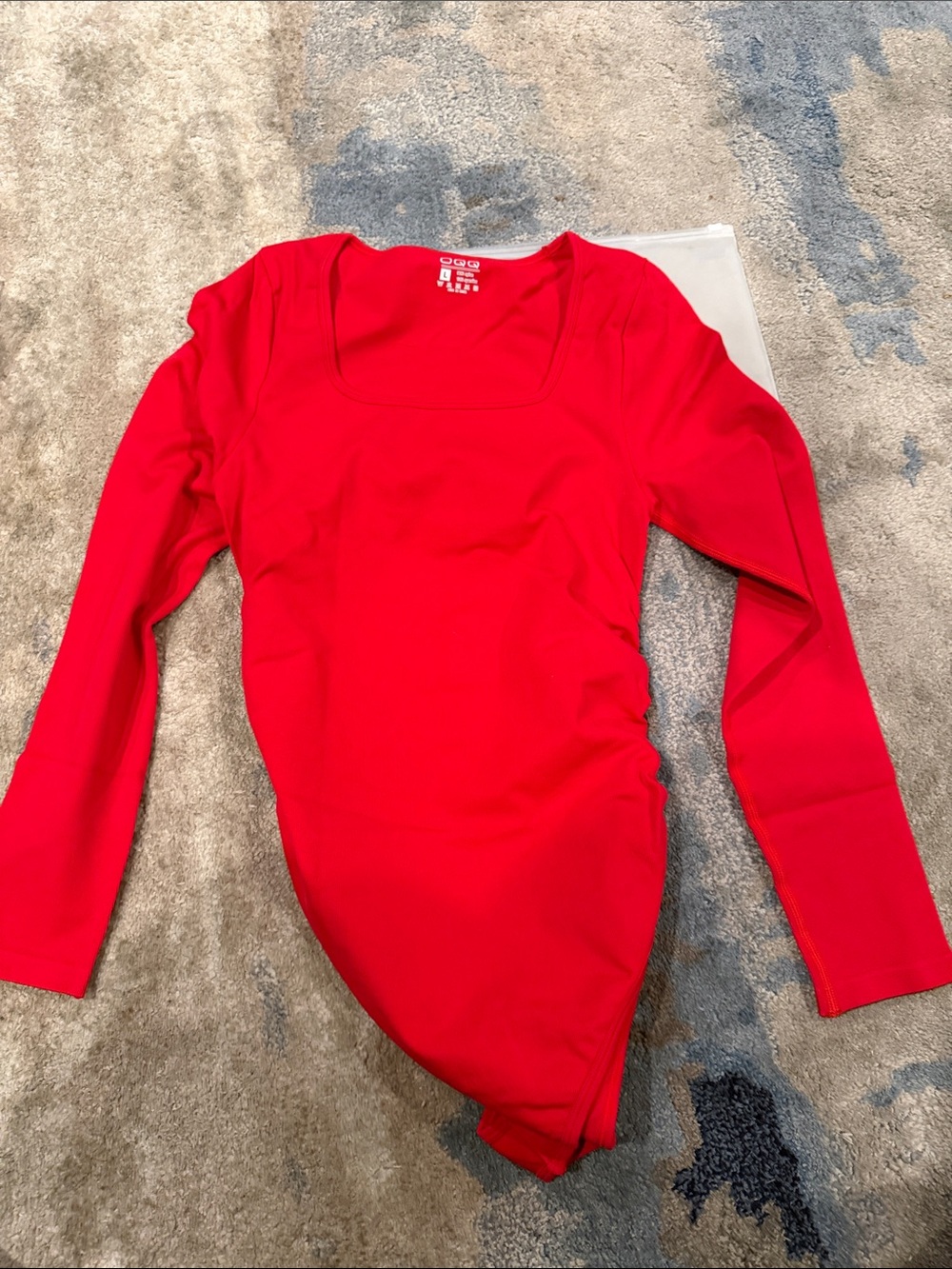 Women’s Long-Sleeve Red Square-Neck Bodysuit